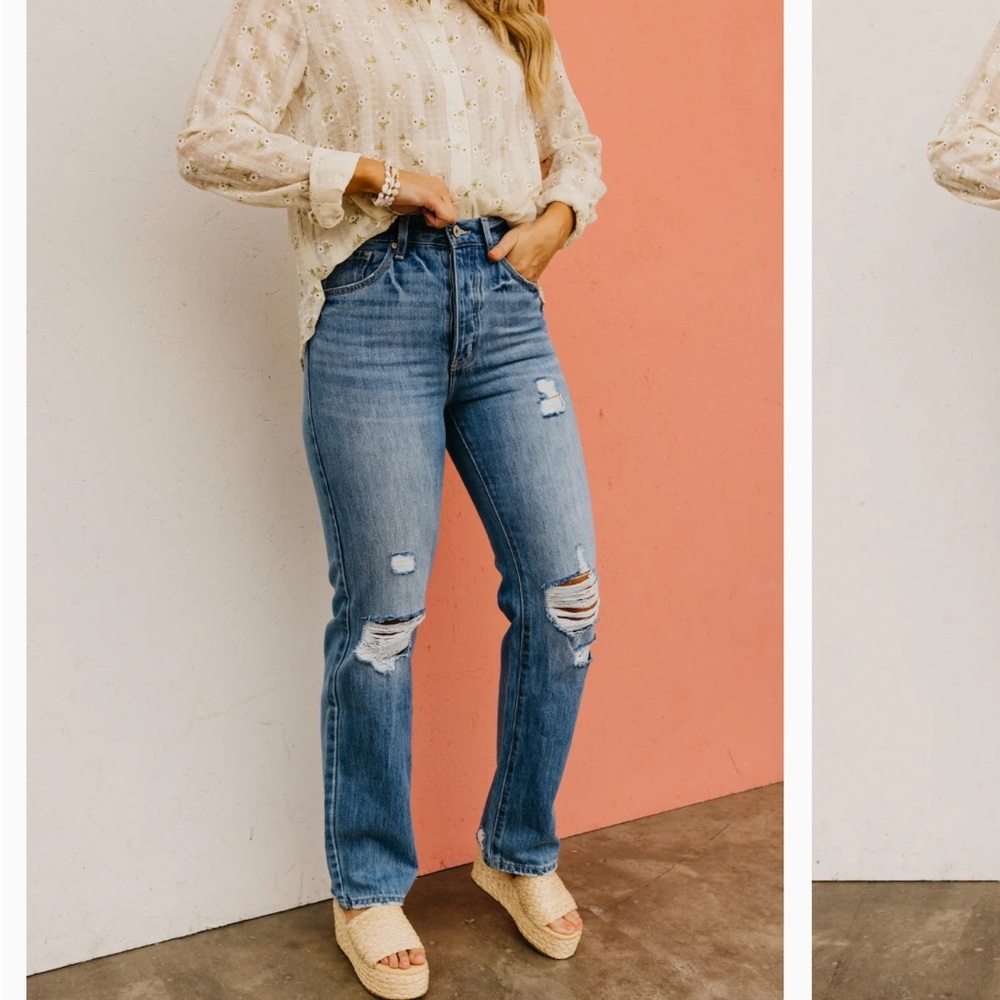 Kan Can high rise straight jeans